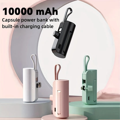 Power Bank 10000mAh Leve Com Cabo Embutido Carregador Portátil Para Celular Emergência Diário