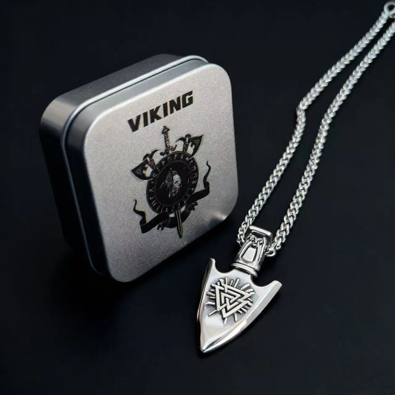 Colar Força e Poder de Odin Viking Rune c/ Pingente HNSP  // Em Aço Inoxidável 316L p/ Homens // Acessórios de Joias c/ Corrente.