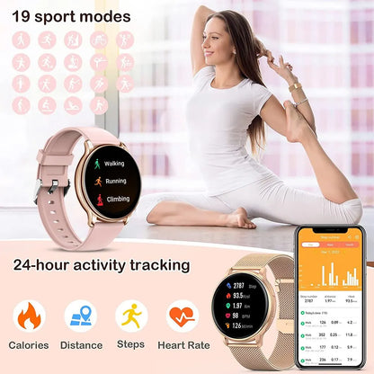 Smartwatch Feminino MEVADEN Y22 (1,32 polegadas) // Chamadas Bluetooth, Monitor de Saúde e Fitness