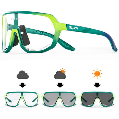Óculos de Sol p/ Ciclismo Unissex p/ Caminhadas // Fotocromáticos SCVCN // Novos p/ Motociclismo, Bicicleta, Esportes ao Ar Livre // Proteção UV400