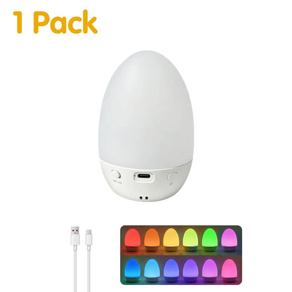 Luz Noturna Infantil em Formato de Ovo // Ideal p/ Amamentação e Presente // 3 Temperaturas de Cor e 12 Cores RGB // Toque Suave (Textura Agradável) // Iluminação Ambiente p/ o Quarto