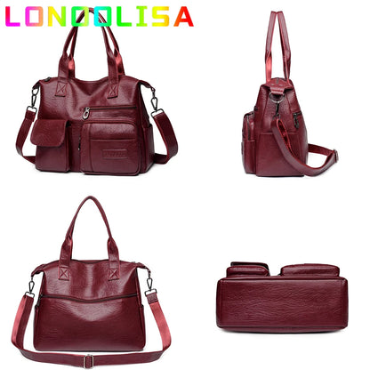 Bolsa de Ombro LONOOLISA de Couro do Plutônio // Estilo Vintage Luxo // Grande // Bolsa Feminina da Moda Casual // Simples Mensageiro Crossbody