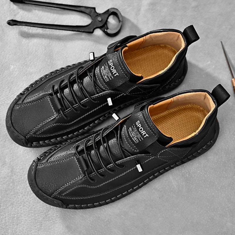 Sapato Masculino Casual de Couro Feito à Mão // Estilo Slip-On/Mocassim // Respirável, Confortável e Estiloso // Tamanhos Grandes