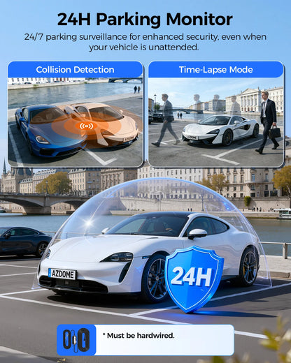 Câmera Veicular AZDOME M550 Pro (Versão Aprimorada) // 4K Frontal, Wi-Fi 5,8 GHz, GPS, Sensor G, Visão Noturna IR e Monitoramento de Estacionamento
