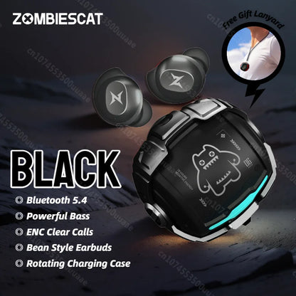 Fones de Ouvido Sem Fio Zombiescat B12 TWS – Bluetooth 5.4 // Design Intra-auricular Discreto // Estojo com Tampa Giratória // Fones Esportivos Bluetooth