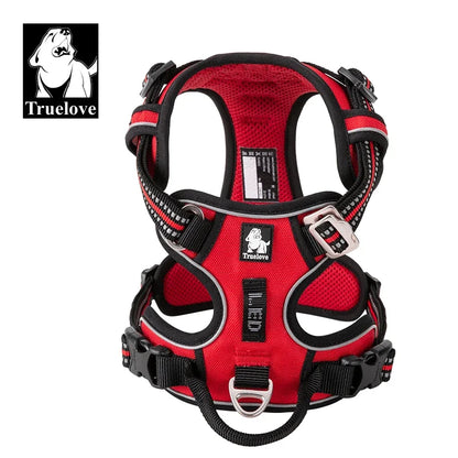 Truelove Pet Nylon Refletivo para Cães // Sem Puxão // Ajustável Médio/Grande // Colete de Segurança p/ Cães Travessos com Guia p/ Caminhada e Corrida