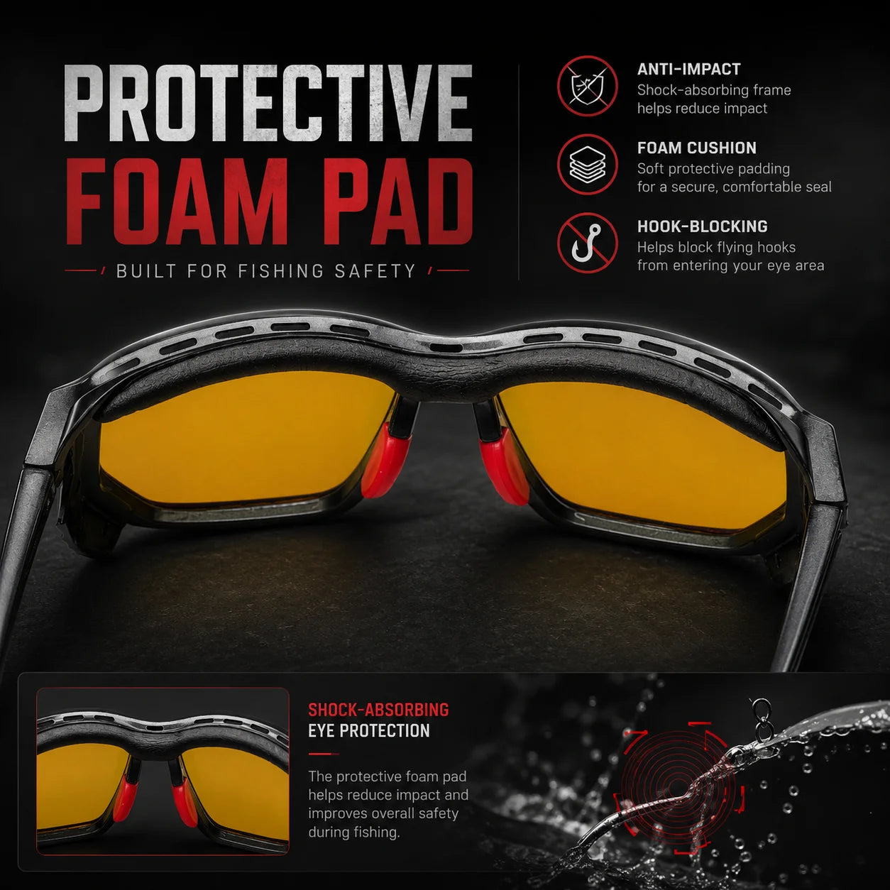 Óculos de Sol Polarizados p/ Pesca e Esportes ao Ar Livre (Masculinos e Femininos) // Proteção UV400 // Resistentes a Impacto // Com Espuma de Proteção e Alça de Segurança // Ideais para Esportes, Direção e Pesca