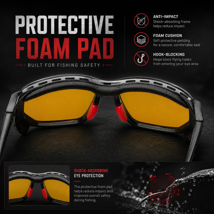 Óculos de Sol Polarizados p/ Pesca e Esportes ao Ar Livre (Masculinos e Femininos) // Proteção UV400 // Resistentes a Impacto // Com Espuma de Proteção e Alça de Segurança // Ideais para Esportes, Direção e Pesca