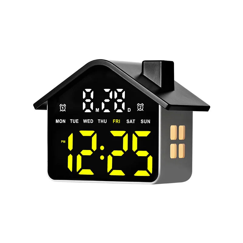 Relógio de Mesa Eletrônico c/ LED // Despertador Digital // Controle de Voz // Ajuste de Data e Dia da Semana // Ajuste de Brilho e Luz Noturna (Formato 12/24 Horas).