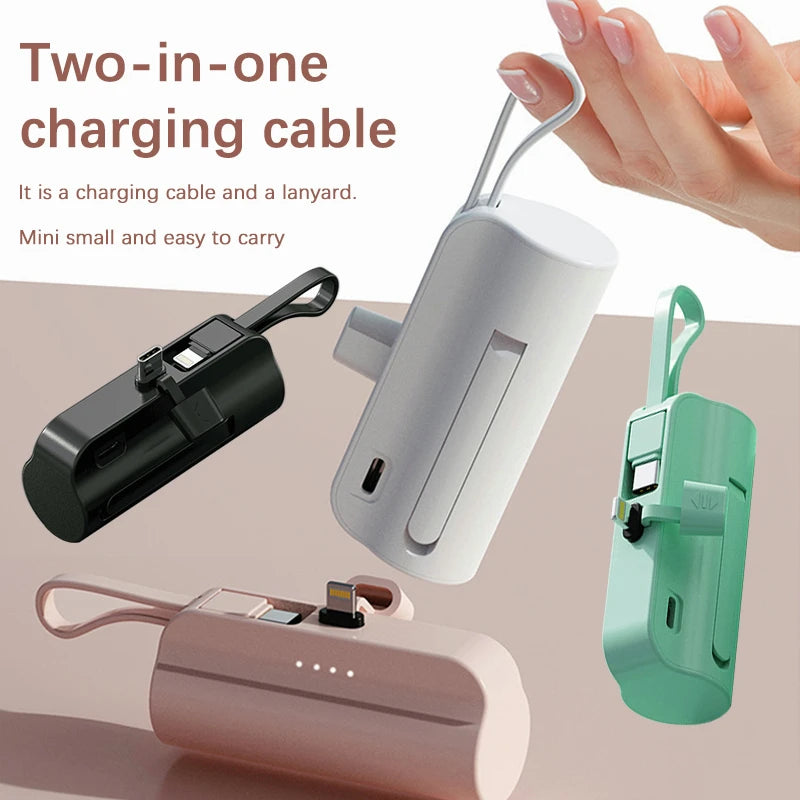 Power Bank 10000mAh Leve Com Cabo Embutido Carregador Portátil Para Celular Emergência Diário