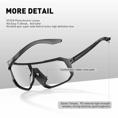 Óculos de Sol p/ Ciclismo Unissex p/ Caminhadas // Fotocromáticos SCVCN // Novos p/ Motociclismo, Bicicleta, Esportes ao Ar Livre // Proteção UV400