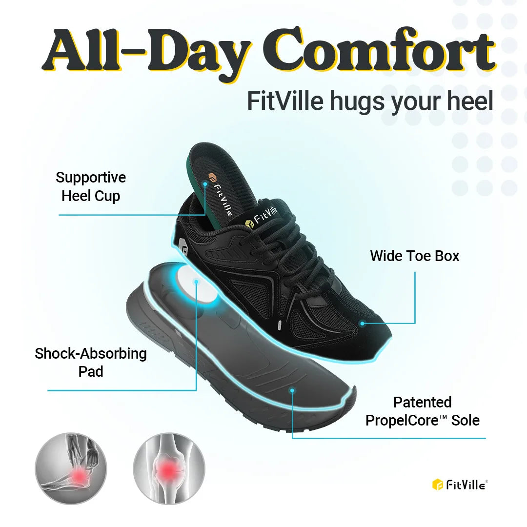 Tênis de Caminhada Masculino FitVille // Largo e Leve // Ideal p/ Pés Planos // Com Ajuste no Arco do Pé // Alívio da Dor no Calcanhar e Antiderrapante.
