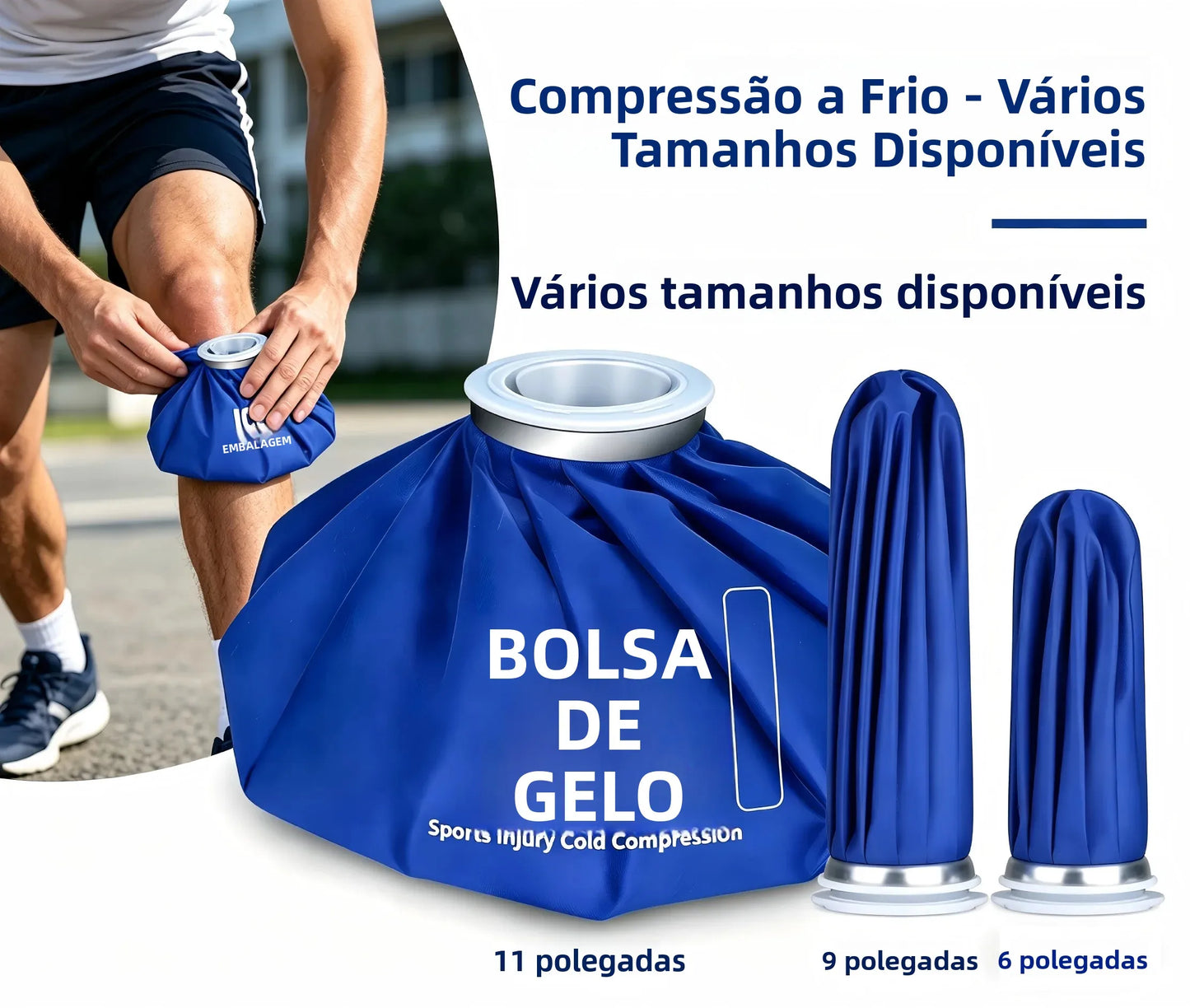 Bolsa de Gelo Reutilizável p/ Terapia Quente e Fria // Bolsa de Gelo em TPU à Prova de Vazamentos // Para Lesões Esportivas // Alívio da Dor, Inchaço, Entorses e Dores Musculares.