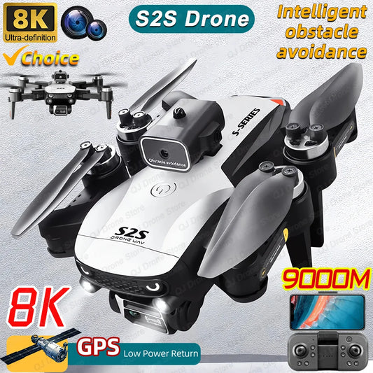Novo Drone S2S 8K Profissional HD c/ Câmera Dupla // Sem Escovas p/ Evitar Obstáculos // Fotografia Aérea, Quadricóptero Dobrável