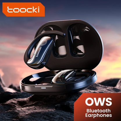 Fone de Ouvido s/ Fio Toocki EJ11 c/ Abertura // Bluetooth 5.3 OWS c/ Ganchos p/ Celular e Longa Espera // IPX5 Esportivo