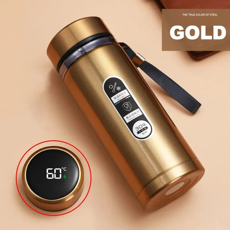 Garrafa Térmica de Aço Inoxidável (SUS304) p/ Chá e Agua// Com Capacidade de 500 ml  // Isolamento a Vácuo e Visor de Temperatura em LED.