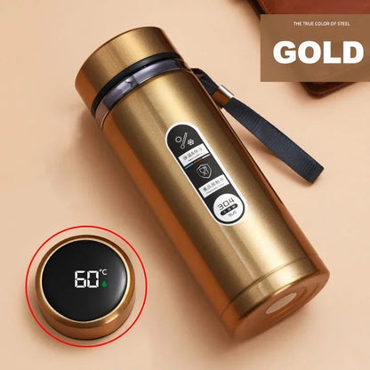 Garrafa Térmica de Aço Inoxidável (SUS304) p/ Chá e Agua// Com Capacidade de 500 ml  // Isolamento a Vácuo e Visor de Temperatura em LED.
