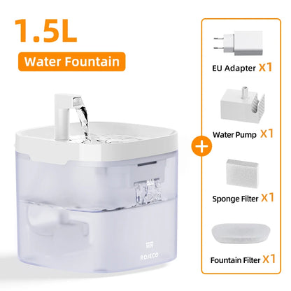 Fonte de Água Inteligente ROJECO p/ Gatos e Cães // Dispensador Automático de Água Purificadora c/ Filtros de Recirculação.