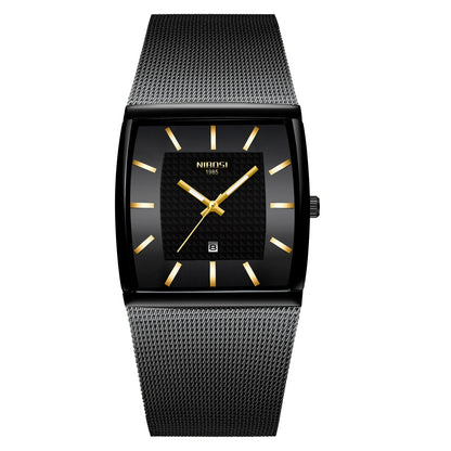 Relógios NIBOSI da Moda p/ Homens // Pulseira de Aço Inoxidável // Relógio Esportivo de Quartzo // Data Ultra Automática // Relógio Casual à Prova d'Água // Relógio Masculino