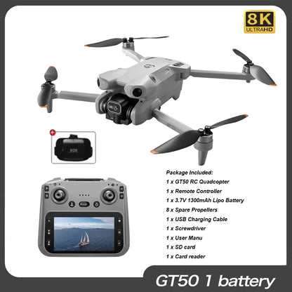 Drone RC GT50 PRO Original 2026 NOVO // Com Câmeras Duplas 8K HD, Wi-Fi, GPS // 20 minutos de Voo, Fotografia Aérea, Quadricóptero // Brinquedo de Controle Remoto