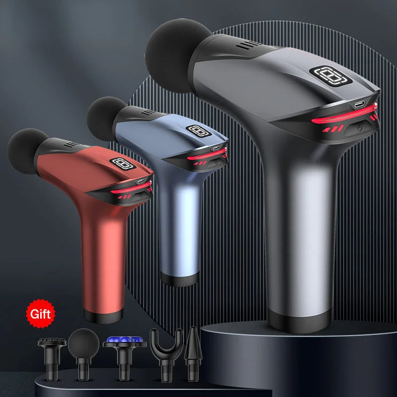 Pistola de Massagem Portátil Percussiva Profissional para Massagem Muscular Profunda // Ideal p/ Relaxamento Corporal, Pescoço e Costas, Fitness e Emagrecimento.