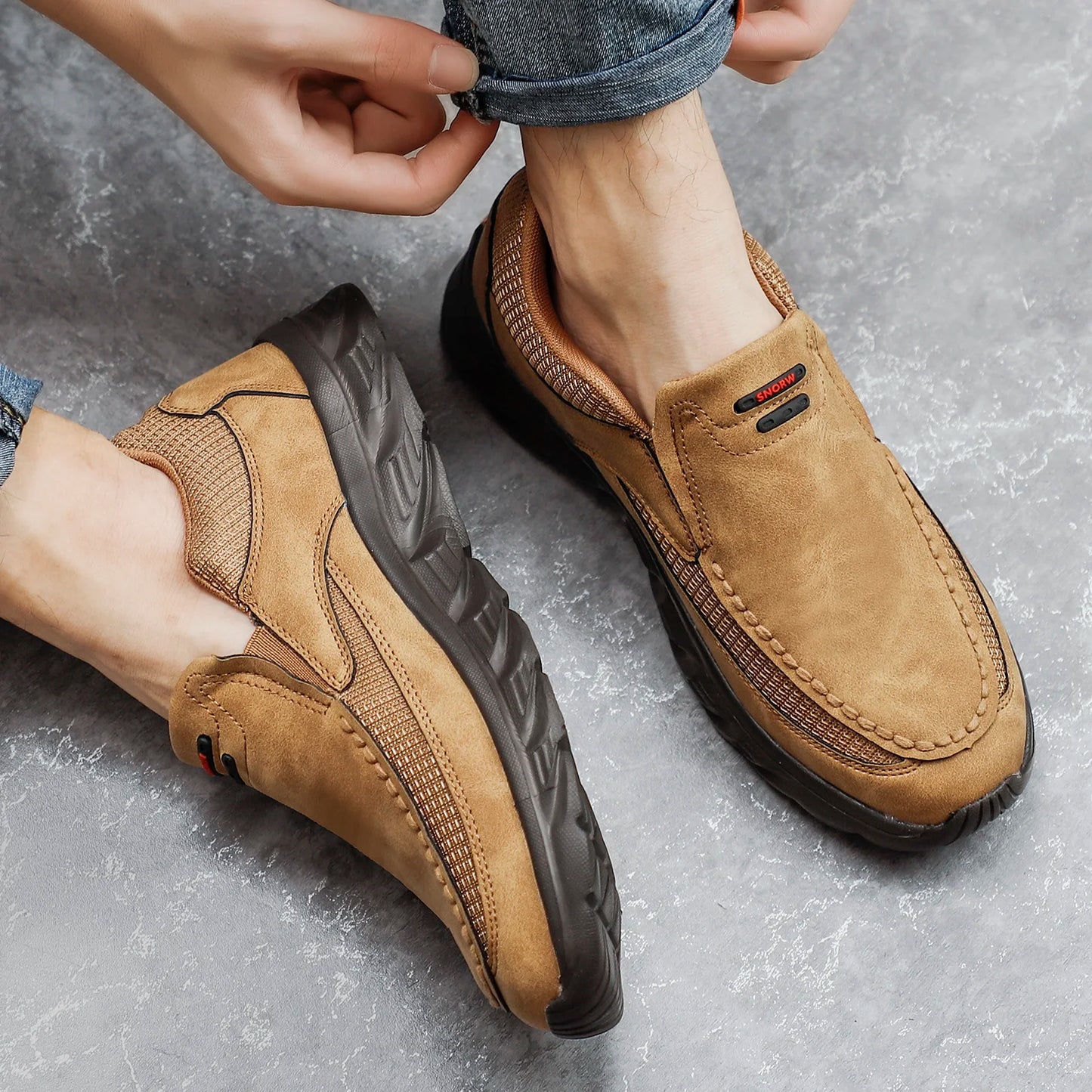 Mocassins Masculinos PUAMSS s/ Cadarço // Calçados Casuais Masculinos // Tênis Confortáveis p/ Caminhada // Calçados Masculinos de Luxo