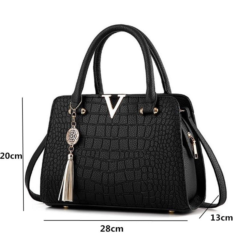 Bolsas Femininas Crocodilo de Alta Qualidade SAYINA // Bolsas Femininas com Alça Superior // Bolsa de Couro com Letras em V // Bolsa de Grife de Grande Capacidade 2023