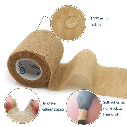 Bandagem Elástica Autoadesiva // Envoltório de Fita Elastoplast para Lesão, Dedo, Pulso, Tornozelo // Tatuagem Esportiva, Respirável, Coesa, À prova d'água