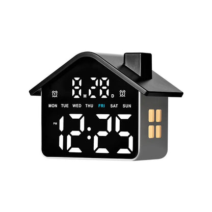 Relógio de Mesa Eletrônico c/ LED // Despertador Digital // Controle de Voz // Ajuste de Data e Dia da Semana // Ajuste de Brilho e Luz Noturna (Formato 12/24 Horas).
