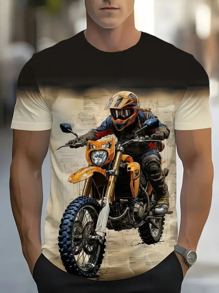 Camiseta Masculina de Verão Criativa // Com Gola Redonda e Manga Curta // Estampa de Cubo Mágico Derretendo // Modelo Casual e Moderno // Ideal p/ Atividades ao Ar Livre.