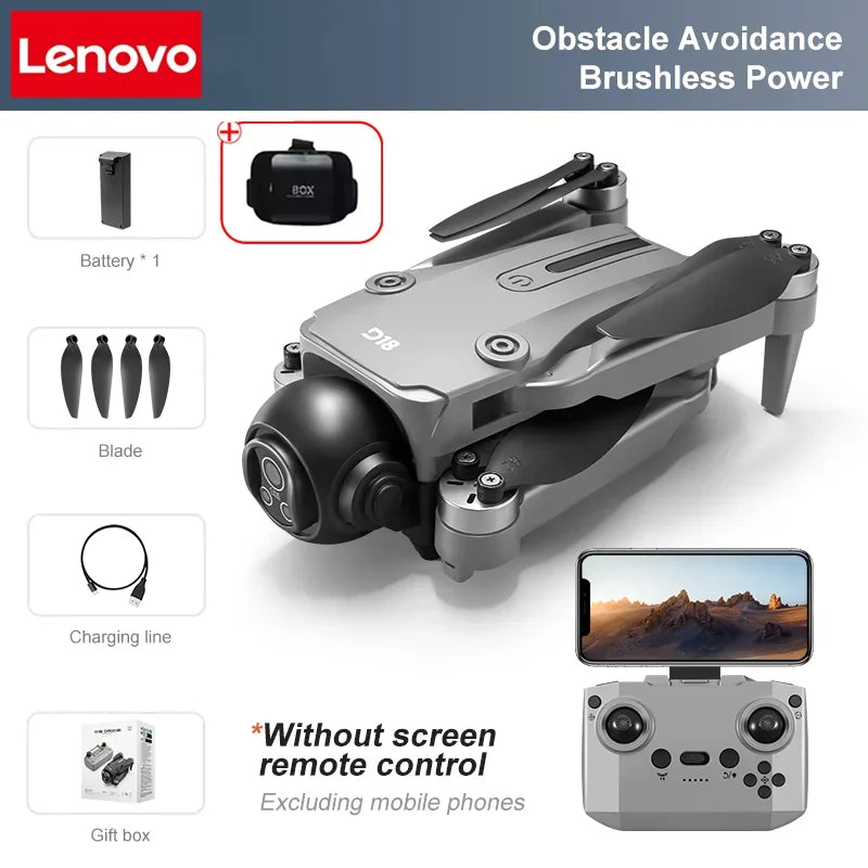 Drone Lenovo D18 8K Aerial HD Câmera Dupla // Fotografia Inteligente // Prevenção de Obstáculos // Brushless Power // 5G WIFI GPS Return VR Drone