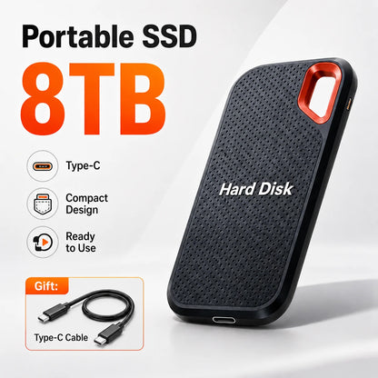 SSD Portátil de Alta Capacidade (4 TB) // Unidade de Armazenamento Externa de Alta Velocidade // Compatível c/ USB 3.1 // Para Notebook, PC, Smartphone e Mac