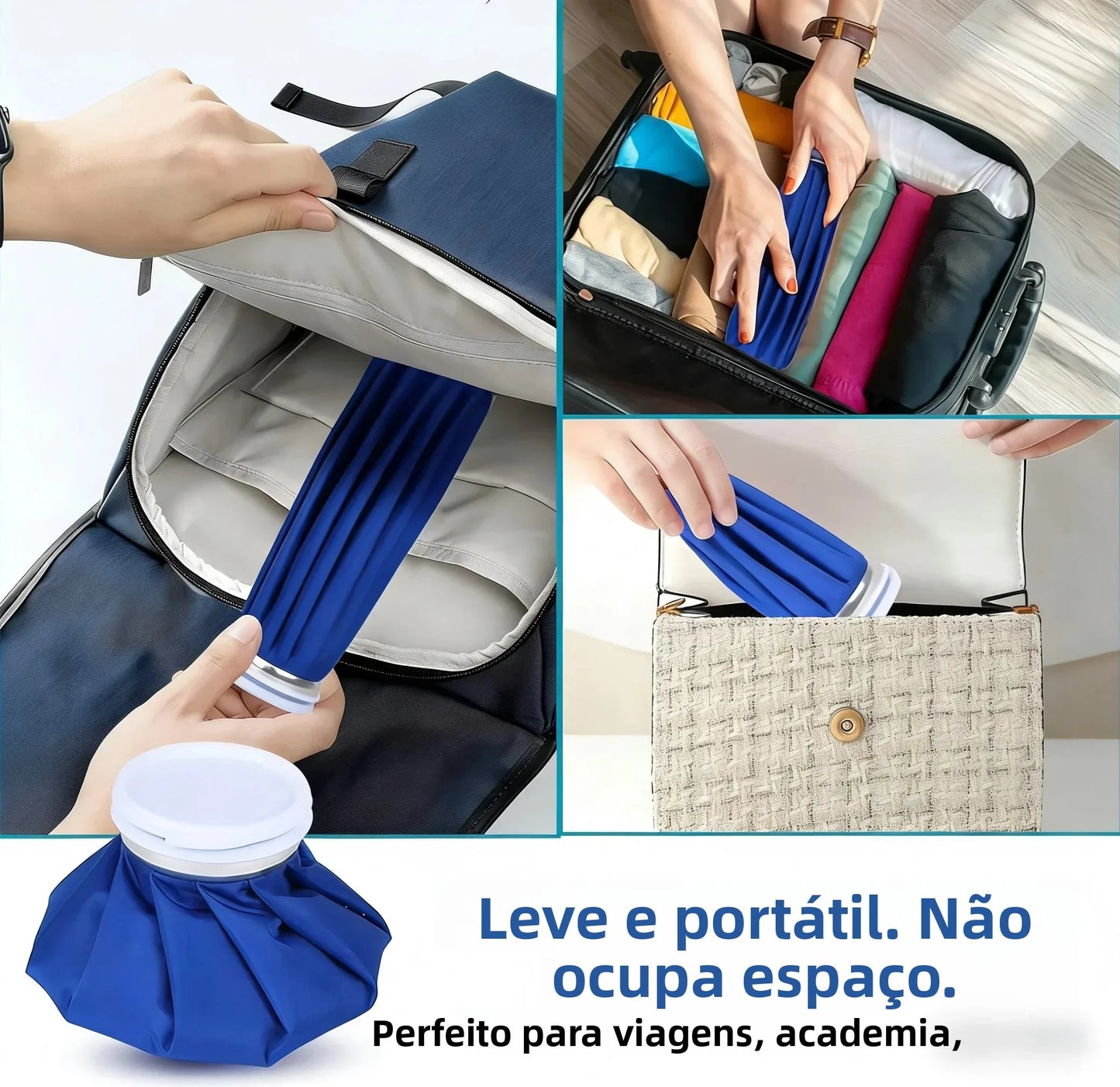 Bolsa de Gelo Reutilizável p/ Terapia Quente e Fria // Bolsa de Gelo em TPU à Prova de Vazamentos // Para Lesões Esportivas // Alívio da Dor, Inchaço, Entorses e Dores Musculares.