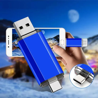 Novo Pendrive OTG 2 em 1 de 16 TB (USB 3.0 e Tipo-C) para iPhone, Samsung, Huawei, Xiaomi, Android e Notebook