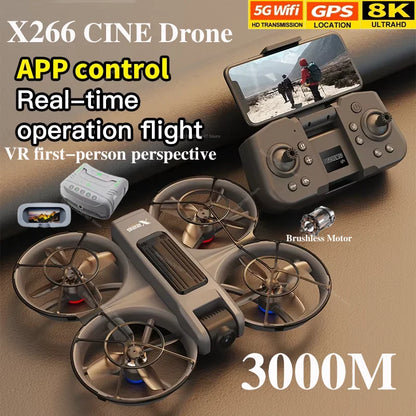 NOVO Drone X266 Original 8K WIFI / GPS // Fotografia Aérea Profissional HD // Controle Remoto Aeronave // HD Câmera Dupla // Quadricóptero Brinquedo UAV