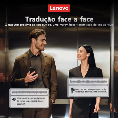 Fones de Ouvido p/Tradução 135 Idiomas em Tempo Real // Lenovo LP49 AI p/ Tradução s/ Fio Bluetooth 5.4 // Com Redução de Ruído HD p/ Chamadas // Escritório, Viagens //