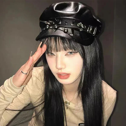 Boina Original da Subcultura Harajuku Y2K p/ Meninas // Gótica / Lolita / Goth / Harajuku // Caveira de Osso // Chapéu Punk Steam