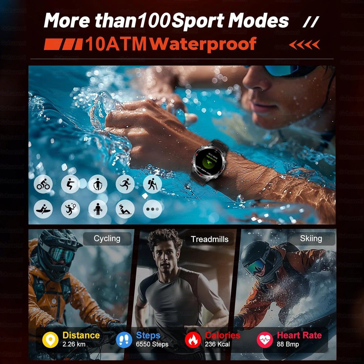 Novo Smartwatch Esportivo T-REX3 p/ Atividades ao Ar Livre (2026) com Tela HD // Resistente à Água 10ATM // Monitoramento de Oxigênio no Sangue e Chamadas