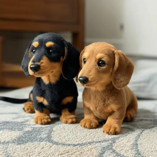 Cachorro Dachshund de Pelúcia // Simulação Realista // Cachorro Preto de Pelúcia // Presente Ideal p/ Crianças // Decoração p/ Casa