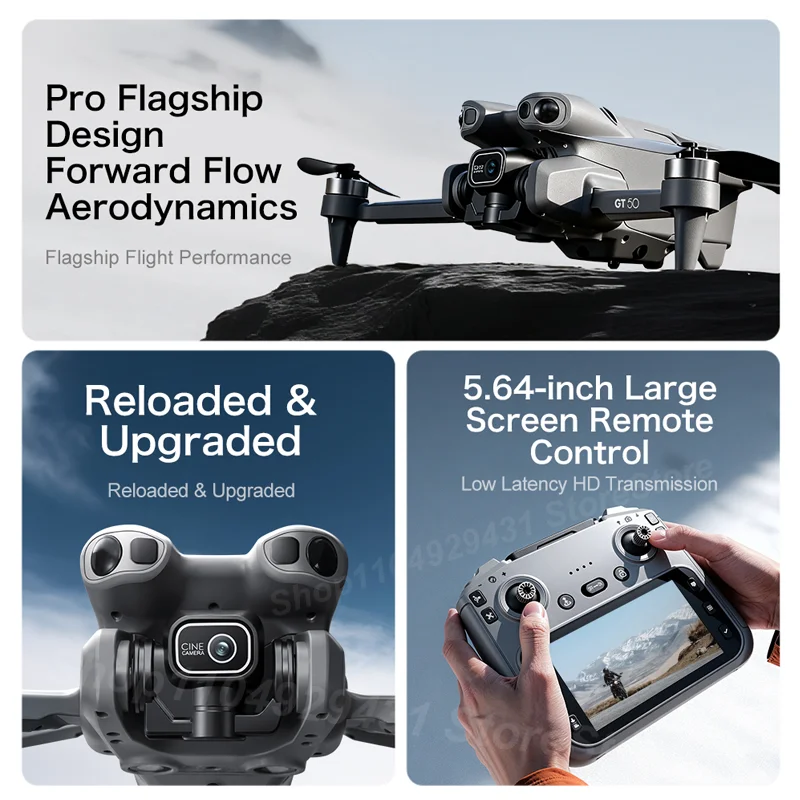 Drone RC GT50 PRO Original 2026 NOVO // Com Câmeras Duplas 8K HD, Wi-Fi, GPS // 20 minutos de Voo, Fotografia Aérea, Quadricóptero // Brinquedo de Controle Remoto