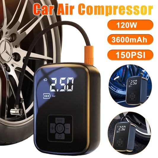 Compressor de Ar Elétrico // Calibrador de Pneus de Carro // Bomba de Ar Portátil Recarregável p/ Carro, Motocicleta, Bicicleta, Bola