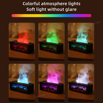 Difusor de Aromas p/ Lareira c/ Chamas Coloridas // 150ml // Umidificador de Ar s/ Água c/ Desligamento Automático e Controle Remoto c/ Temporizador // Para Presente em Casa e Quarto