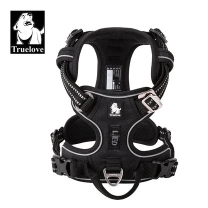 Truelove Pet Nylon Refletivo para Cães // Sem Puxão // Ajustável Médio/Grande // Colete de Segurança p/ Cães Travessos com Guia p/ Caminhada e Corrida