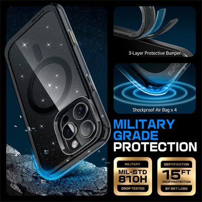 Capa SUPCASE para iPhone 16 Pro Max com botão de controle da câmera, design fino e resistente a impactos, com ímãs.