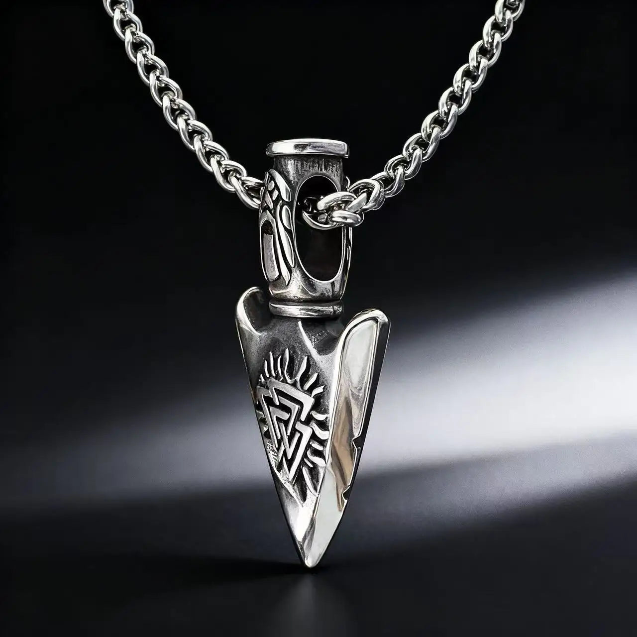Colar Força e Poder de Odin Viking Rune c/ Pingente HNSP  // Em Aço Inoxidável 316L p/ Homens // Acessórios de Joias c/ Corrente.