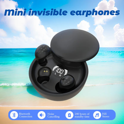 Fones de Ouvido Invisíveis p/ Dormir // Mini Fones de Ouvido Bluetooth TWS // Fones de Ouvido Sem Fio com Microfone // HD Call Semi-Intra-Auriculares c/ Redução de ruído