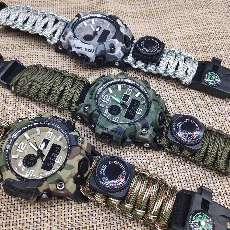 Relógio de Pulso Militar Masculino SHIYUNME // Bússola / À Prova d'água / Estilo Esportivo // Led, Quartzo, Display Duplo // Lindos Relógios Masculinos!!!