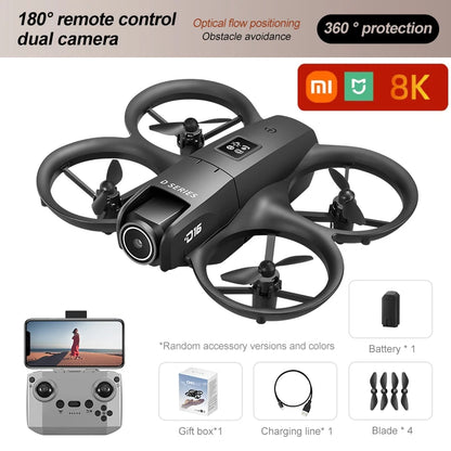 Mini Drone Xiaomi D16 c/ Câmera HD 8K Ajustável de 180° e WiFi c/ Fluxo de Luz // Drone de Bolso c/ Sensor p Evitar Obstáculos // Quadricóptero RC