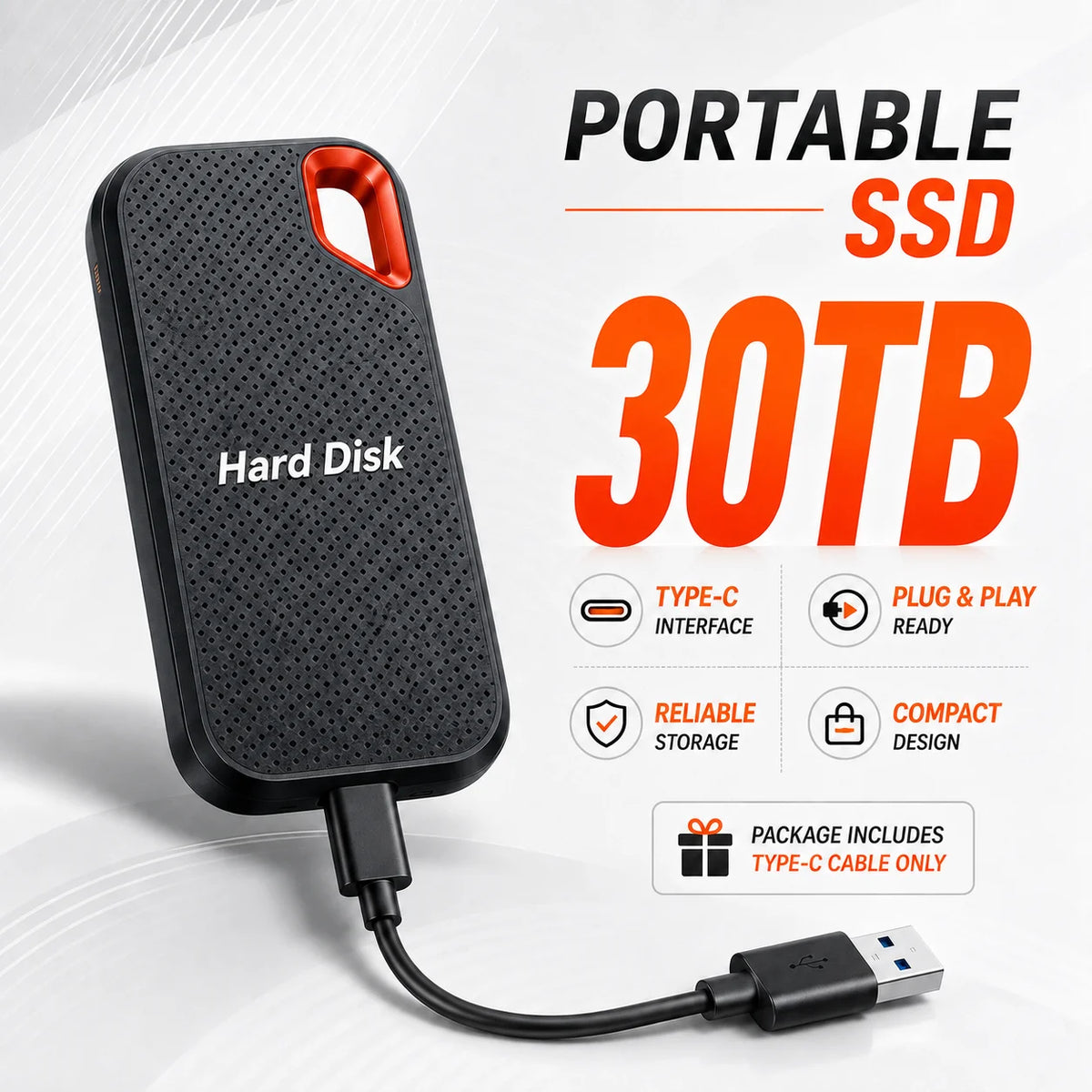 SSD Portátil de Alta Capacidade (4 TB) // Unidade de Armazenamento Externa de Alta Velocidade // Compatível c/ USB 3.1 // Para Notebook, PC, Smartphone e Mac