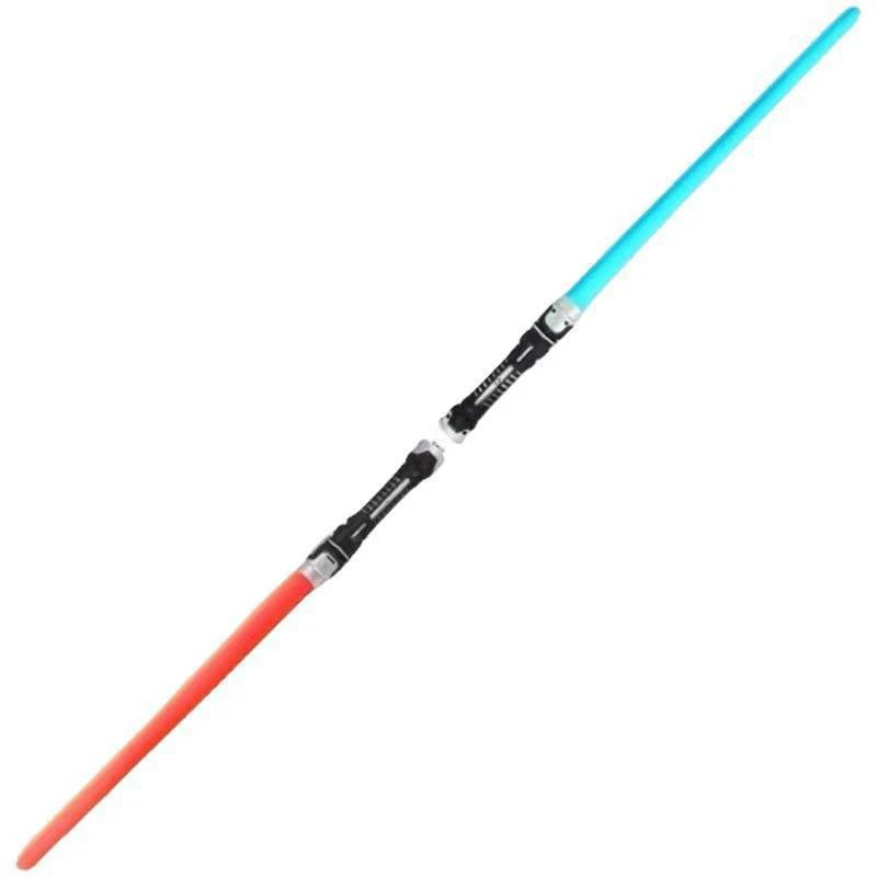 Espada de Brinquedo Colorida e Brilhante // Espada Laser // Sabre de Luz Vermelho e Azul // Sabre Duplo Telescópico c/ Música, p/ Cosplay // Brinquedo Infantil Incrível c/ Luzes Piscantes.
